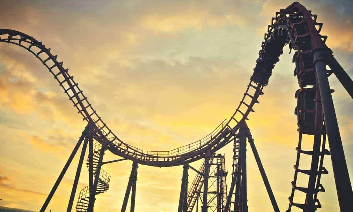 a roller coaster in a theme park